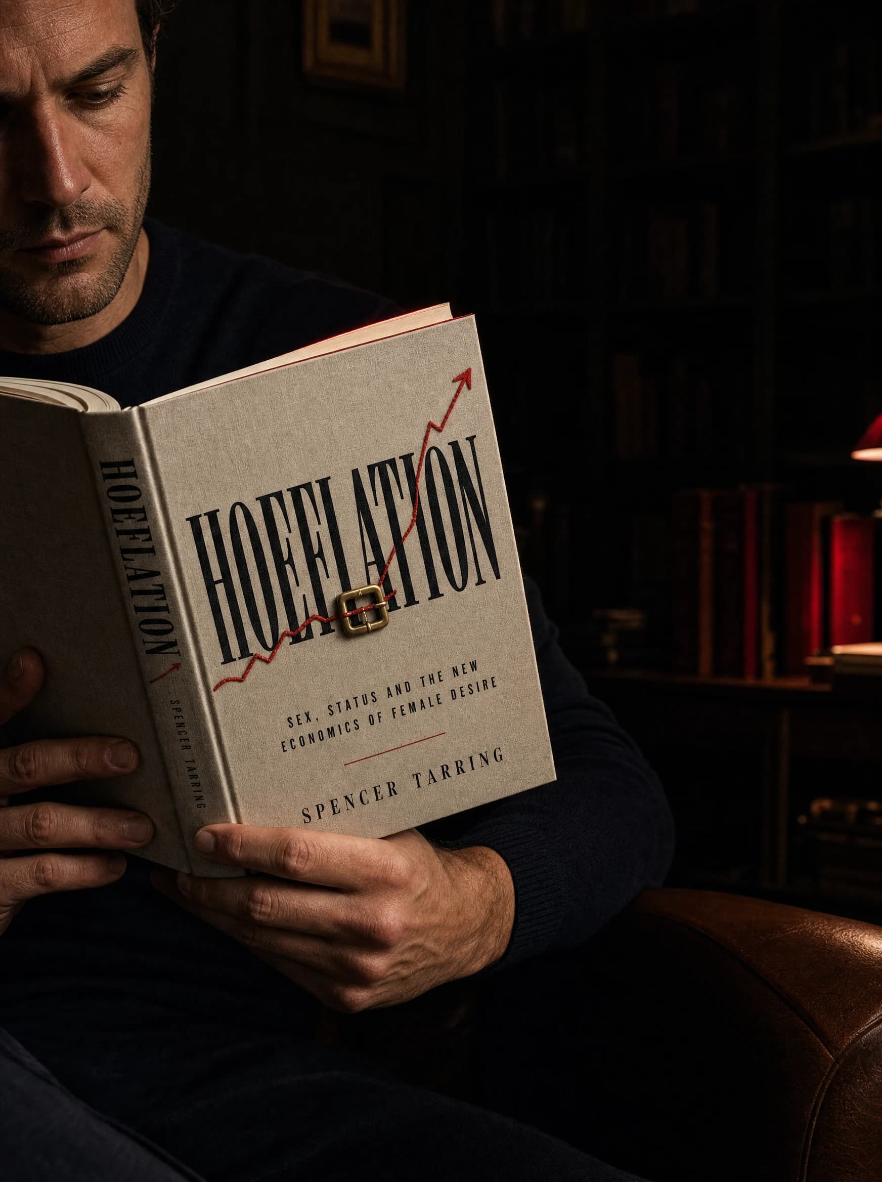A man absorbed in reading the Hoeflation hardback